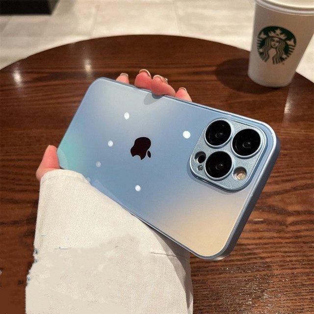 Aurora Funda Para Teléfono De Vidrio Líquido Adecuado Para iPhone 11 12 13 14 pro max Lente Protección Cubierta Trasera