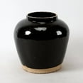 thumbnail image 2 of Artissance  Large Vintage Glazed Obsidian Vase w/Unfinished Base, 12 Inch Tall, Black (Size & Finish Vary), 2 of 5