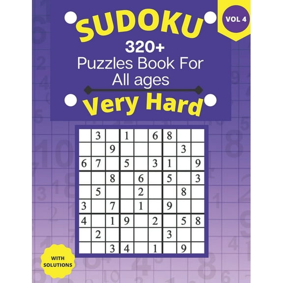 very hard sudoku puzzle books: 9x9 Sudoku Puzzle Book With 320 Very Hard and Extremely Puzzles For Adults, Kids, Teens, Seniors. Boost Your Brainpower- 4 puzzles on each page VOL-4 (Paperback)(Large P