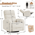 thumbnail image 4 of Aemeios Swivel Chenille Rocker Glider Manual Rocking Recliner with Pockets, White, 4 of 7