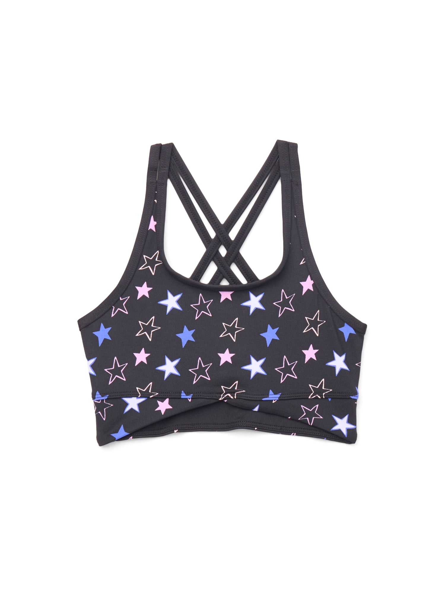Atheltic Works Girls Crossover Strappy Back Sports Bra, 2 Pack, Sizes XS-XXL