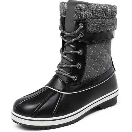 

DREAM PAIRS Women s Mid Calf Waterproof Winter Snow Boots 9 Grey-01