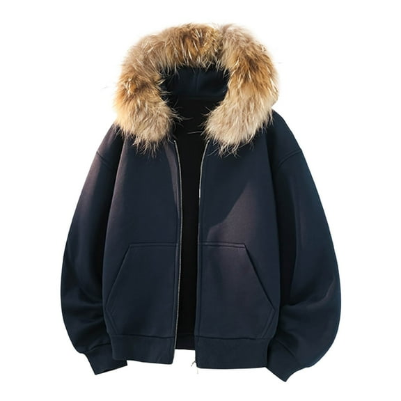 Daznico Jackets for Men,Winter Hooded Jacket with Collar Heavy Duty Outdoor Windproof Cold Weather Coat for Hiking Camping,Mens Winter Coats,Size:XL