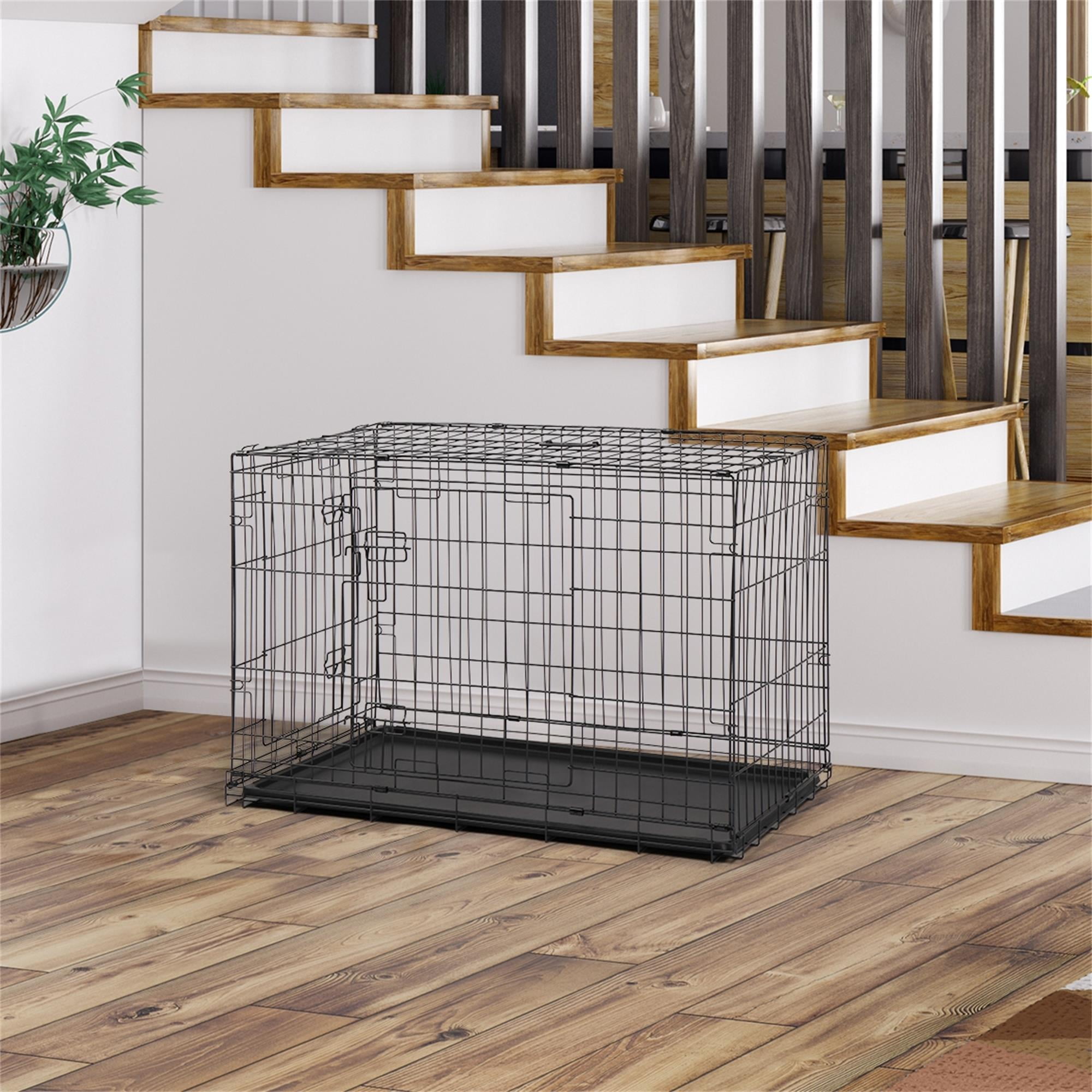 Pefilos 36" Dog Crate for Medium Pet Kennel Cat Folding Steel Animal Playpen Wire Metal, Black Pefilos 36" Dog Crate for Medium Pet Kennel Cat Folding Steel Animal Playpen Wire Metal, Black