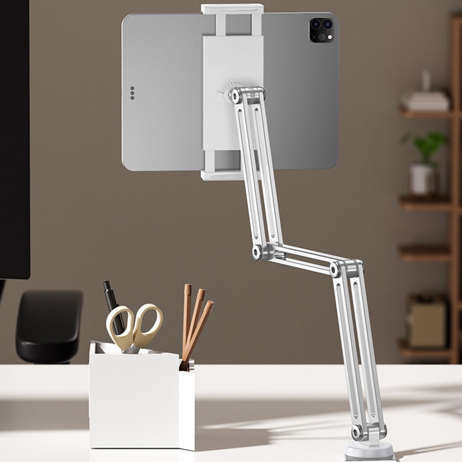 Portable Aluminum Alloy Phone Stand Foldable Design 4 Axises Heights Adjustment and Rotating Base For 4 to 13inch Devices