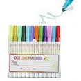 thumbnail image 5 of 12 Colors Glitter Gel Pens Sets, Outline Marker Double Line Pen Sparkle Markers Colorful Art Pens for Writing, 5 of 5