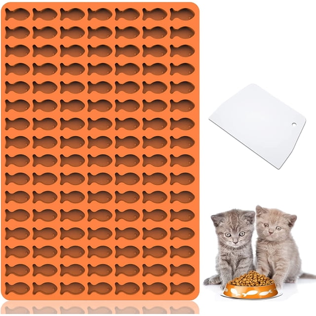 LAICAIW Moules à Bonbons, 112 Moules à Biscuits Poisson, Moules en Silicone en Forme de Poisson pour Cuire Gâteries pour Chat/biscuits pour Chat/gomme/biscuits, pour Faire de Jolis Cadeaux pour Chat, Chien Ou Enfants comme Récompenses, Qualité Alimentaire, avec Rouleau de Cuisson