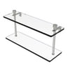 Foxtrot Collection 16-in Two Tiered Glass Shelf in Satin Nickel