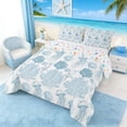 thumbnail image 3 of Manfei Coral Starfish Jellyfish Seashell Full Size Comforter Sets for Kids Boys and Girls, Watercolor Blue White Bedding Sets, Stars Reversible 3-Piece, 1 Comforter and 2 Pillowcases, 3 of 6