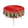 thumbnail image 4 of Duangreer Golden Christmas Plaid Round Tablecloth, Snowman Xmas Tree Gift Print, Waterproof Wrinkle Resistant, 70''Round, 4 of 6