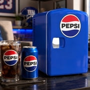 Pepsi 6 Can Portable Mini Fridge, 4L Personal Cooler with Carrying Handle, AC & 12V Car Adapter, Compact Beverage Cooler for Drinks, Skincare, and Snacks