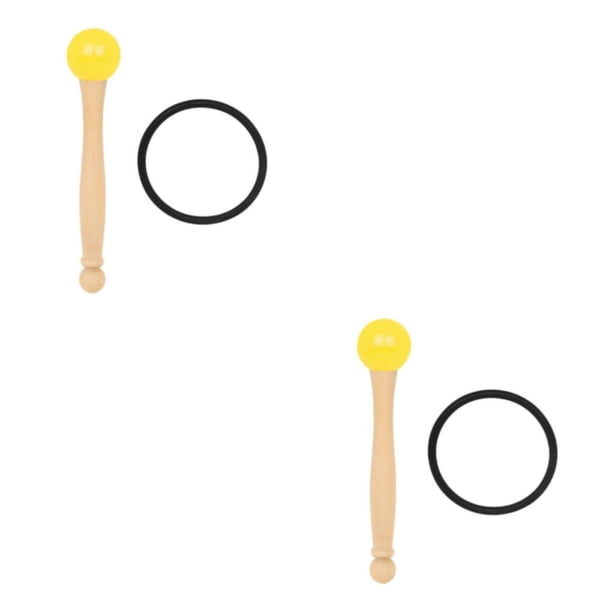 Wosthever Cuenco de cristal sólido, palo para golpear con anillo de goma, cuencos de música de percusión, mazo, palos para golpear, baqueta de Amarillo 2piezas