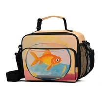 FORMRS Student Lunch Bag Insulated Reusable Cooler Box with Zipper Pockets, Goldfish