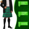 thumbnail image 3 of Skeleteen Irish Plaid Green Kilt - Scottish Green Pleated Costume Tartan Skirt Kilts Clothing for Men and Women, 3 of 5