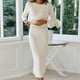 thumbnail image 3 of Suéter Traje de vacaciones para mujer con falda larga y top de manga larga de mezcla de algodón (blanco L) Ygjytge Blanco T L para Mujer, 3 of 7