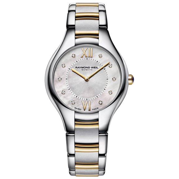 Raymond Weil Noemia Stainless Steel & Yellow Gold PVD Mother-of-Pearl Dial Diamonds Quartz Womens Watch 5132-STP-00985
