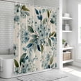 thumbnail image 5 of Polyester Fabric Spring Flowers Shower Curtain, Watercolor Floral Leaves Botanical Beige Waterproof Bathtub Curtain Bathroom Decor Set with Hooks 72 x 96 Inches, 5 of 6