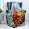 thumbnail image 4 of Colorful Soft Flannel Fleece Throw Blanket, Public Square of Stortorget Image at Stockholm Old Town Art Print, Cozy Plush for Indoor and Outdoor Use, 50" x 60", Pale Sky Blue Multicolor, by Ambesonne, 4 of 5