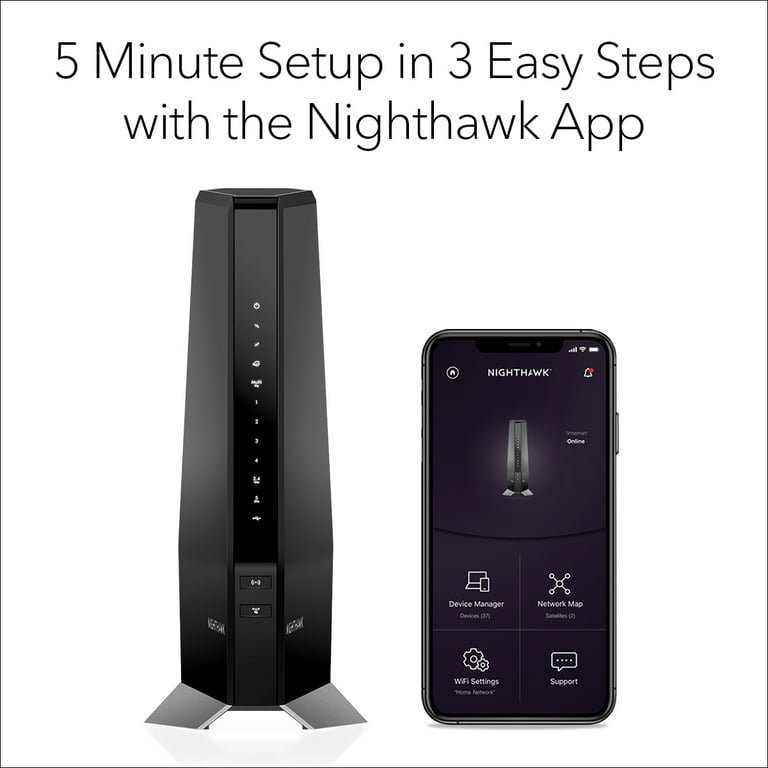 NETGEAR Nighthawk AX6000 WiFi 6 Cable Modem Router, DOCSIS NETGEAR Nighthawk AX6000 WiFi 6 Cable Modem Router, DOCSIS