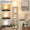 thumbnail image 7 of Floor Lamp with Shelves for Living Room, Shelf Floor Lamp with 3 CCT LED Bulb, Corner Display Standing Column Lamp Etagere Organizer Tower Nightstand with White Linen Shade for Bedroom Office, 7 of 7