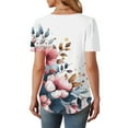 thumbnail image 4 of Gyedtr Womens Tops Plus Size Tops For Women Women'S New Short Sleeve Round Neck Pullover Chest Pleated Casual Print Summer Tops For Women On8XL, 4 of 6