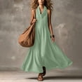 thumbnail image 6 of Women's Cowl Neck Sleeveless Maxi Dress Loose A Line Flowy Long Dress Lightweight Boho Style Sundress Beach Vacation Outfit Green, 6 of 6