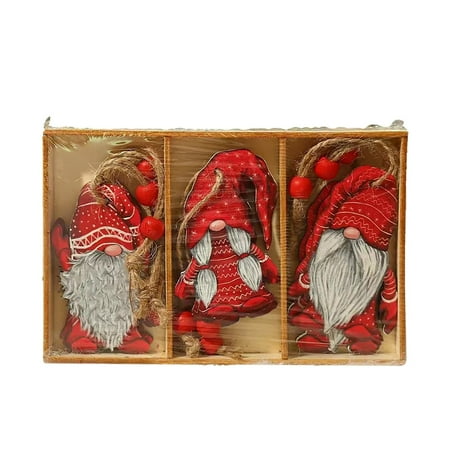 

Veki Christmas Supplies Home Decoration Props Painted Forest People Pendant Christmas Gifts Wooden Pendant Painted Glass Plaque