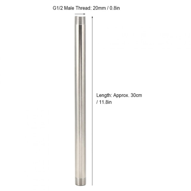 Threaded Pipe Nipple, Pipe Fitting, Sealing High Hardness For Plumbing, Hardware, Gas, Water Connecting And Extending Pipes G1/2 Male Thread Extension Rod 30cm