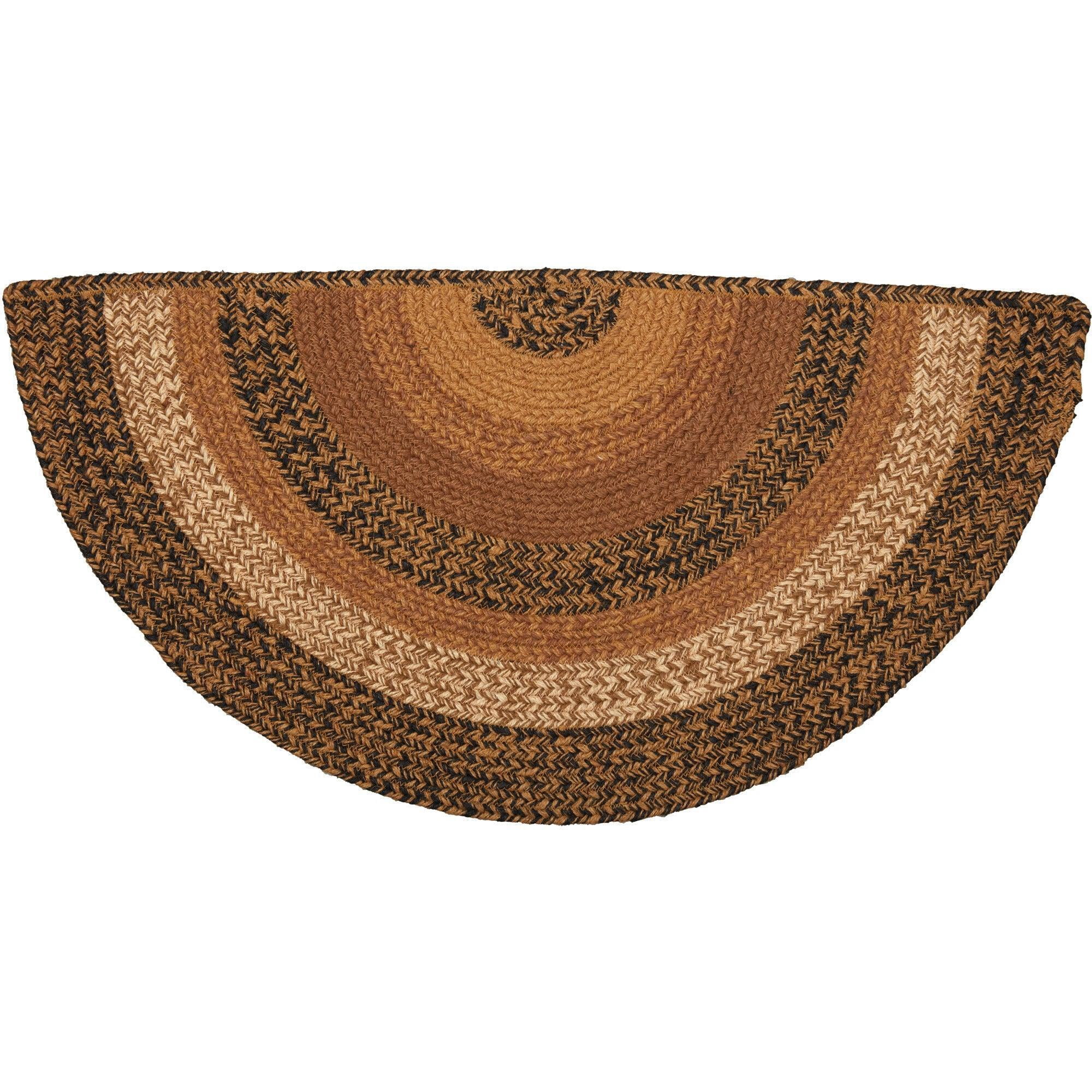 Rug Kettle Grove Jute Primitive Black Tan Braided No Slip Floor Mat TCC Brands
