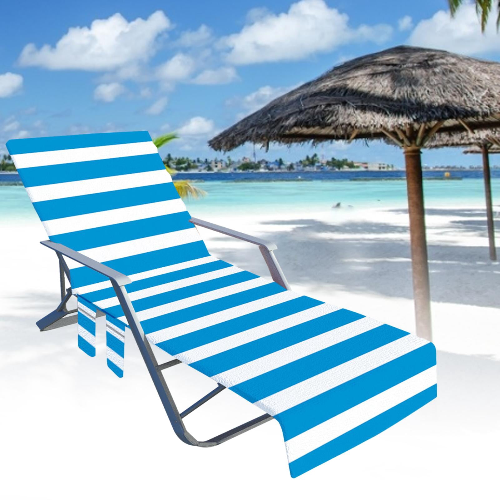 Serviette Plage Microfibre Housse Chaise Longue - Protection Antidérapante Avec Poches, Séchage Rapide