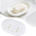thumbnail image 2 of ZOURIH 2PCS Soap Dish, Bathroom Soap Dishes Soap Holder Soap Tray with Holes to Drain Water- Oval Shape Soap Dish for Shower Bathroom Kitchen Counter top, Keep Soap Dry - Flexible Silicone,White, 2 of 4