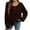 Coffee, variant on ​Women's Thermal Knit Sweater - Lace Up Front Long Sleeve Relaxed Fit for Semi Formal & Casual​