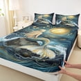 thumbnail image 3 of Castle Fairy Sea Mermaid 4-Piece Full Size Sheets,Ocean Princess Bed Sheets,Oil Painting Lightweight Sheet Sets,Microfiber Girls Bedroom Decor, 3 of 7