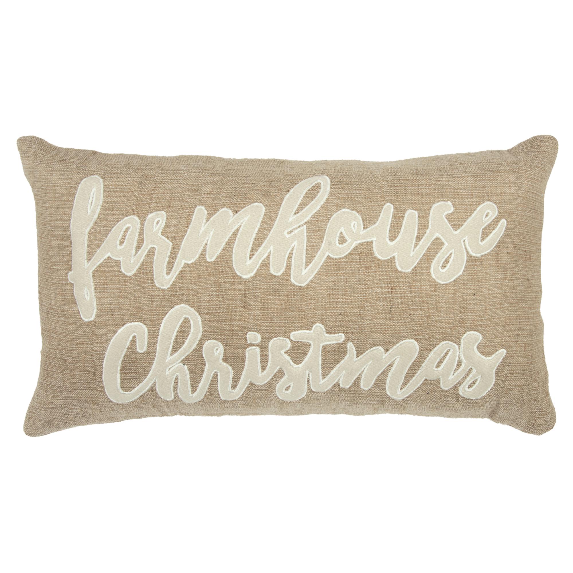 Rizzy Home Brown Farmhouse Christmas 14"X26" Polyester Filled Pillow