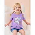 thumbnail image 5 of Lanbubble Girls Graphic T-Shirt Short Sleeve Tees with Unicorn Print Summer Casual Tops, Sizes 3-4, 5 of 8