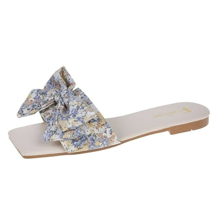 

GWAABD Hard Sole Slippers Womens Spring Bow and Fashion Women s Flat Slippers Sandals Summer Women s slipper