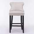 thumbnail image 2 of Smilegend Set of 2 Velvet Upholstered Barstools, Wingback Counter Height Chairs with Button Tufted Backrest, Wooden Legs and Chrome Nailhead Trim, Modern Leisure Bar Chairs (Beige), 2 of 8