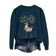 thumbnail image 5 of Kaprioy Sweatshirts for Women Christmas Colorful Elk Graphic Long Sleeve Shirt Holiday Vacation Pullover Tops Fall Fashion Clothing Navy, XL, 5 of 6
