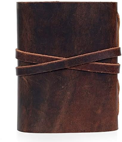 Leather Journal for Women Men, Deckle Edge Paper Leather Notebook of 180 GSM, Book of Shadows Journal Blank, Leather Bound Journal diary (Dark Brown)