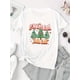 thumbnail image 2 of Women's Festive "FALA LALALA" Graphic T-Shirt - Black Casual Short Sleeve with Christmas Tree Design, Comfortable Polyester Blend, Round Neck Holiday Top, Holiday Fashion Tee|Christmas Theme Shirt|Ma, 2 of 6