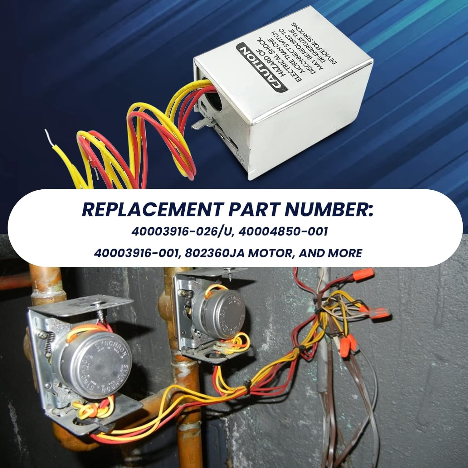 For V8043E1012 Zone Valve Honeywell, 40003916-026 Power Replacement Head, 40004850-001 (Lid Model) 2-Way 4-Wire, Normally Closed 24Vac 50/60Hz 18" Leads with End Switch for Honeywell Zone Valve Motor