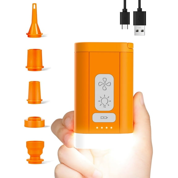 Electric Air Pump for Inflatables, 4kPa Rechargeable Portable Air Pump with Camping Light, Mini Air Pump for Camping, Travel, Pool Floats, Air Mattress, Vacuum Storage Bags