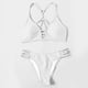 thumbnail image 3 of Gibobby Conjunto de Bañador Sexy Traje de baño Bikini de triángulo dividido para mujer Conjunto de traje de baño de color sólido estampado(Blanco,G), 3 of 4