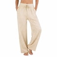 thumbnail image 2 of Womens Sweatpants Linen High Waist Elastic Summer Beach Casual Wide Leg Sweatpants Women Beige L, 2 of 4