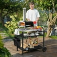 thumbnail image 3 of Grill Cart, Pizza Oven Stand, Outdoor bbq Prep Station with Storage, Wheel, Silver Stainless Steel Tabletop, 3 of 7