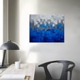 thumbnail image 3 of GOSMITH Blue and Silver Abstract Wall Art on Canvas Textured Handmade Oil Painting 20x16in, 3 of 4