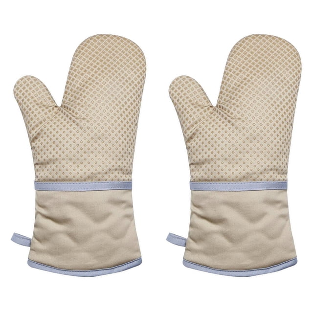 Guantes para horno microondas Guantes aislantes de algodón y silicona Antideslizantes Protectores de manos resistentes al calor, Caqui Methold HA003500-01