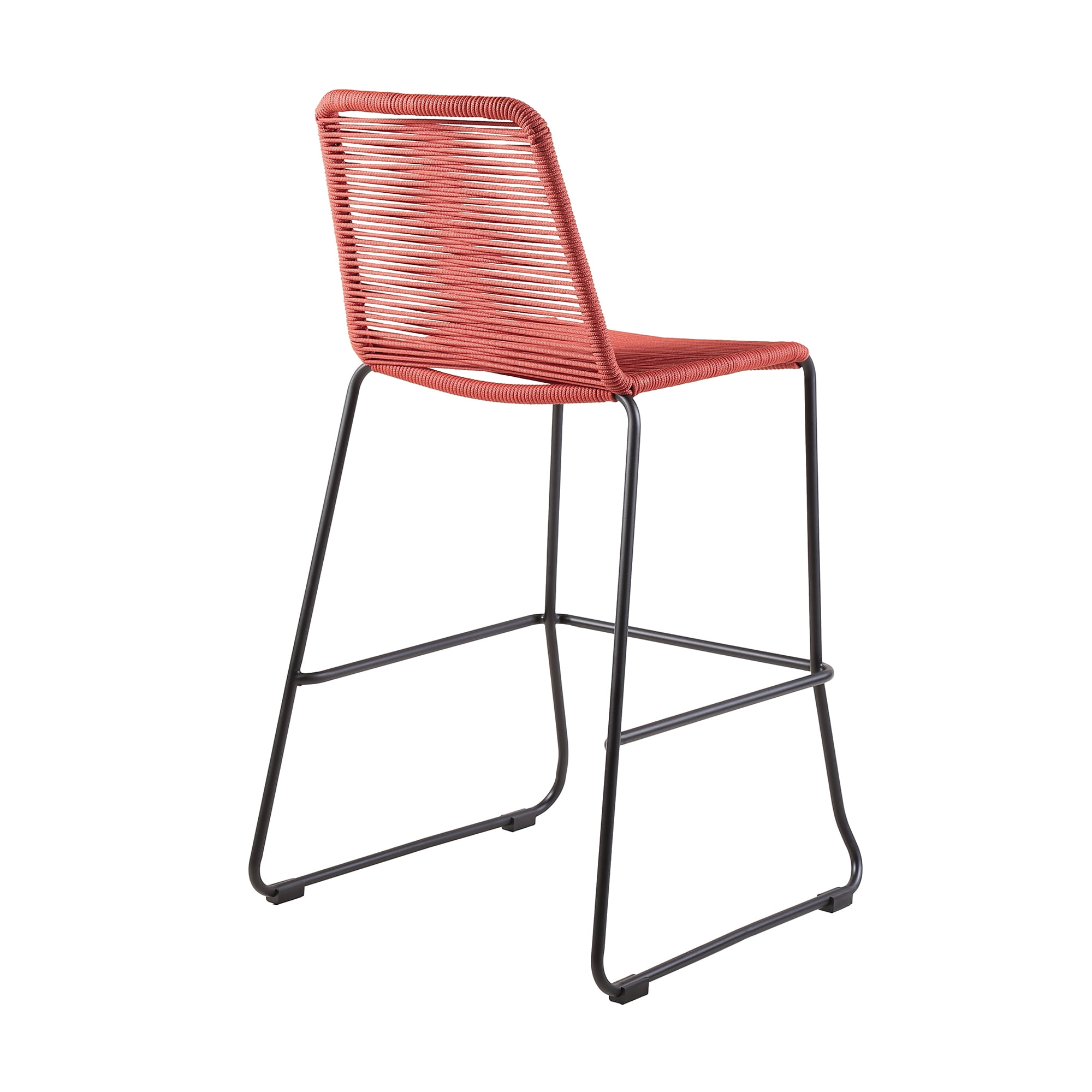 Shasta 30" Outdoor Metal and Brick Red Rope Stackable Barstool - Set of 6