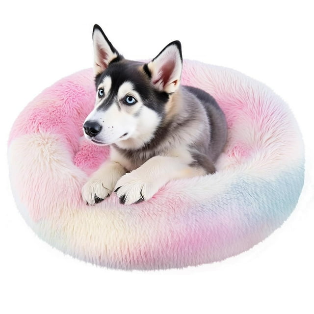 Cama Donut para Perro Spring Blossoms Arcoiris Antideslizante y Lavable Autocalentable 60 cm