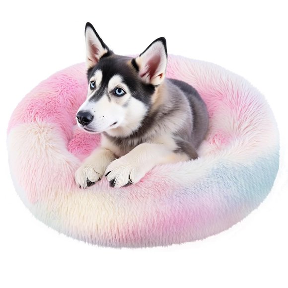 Cama Donut para Perro Spring Blossoms Arcoiris Antideslizante y Lavable Autocalentable 60 cm